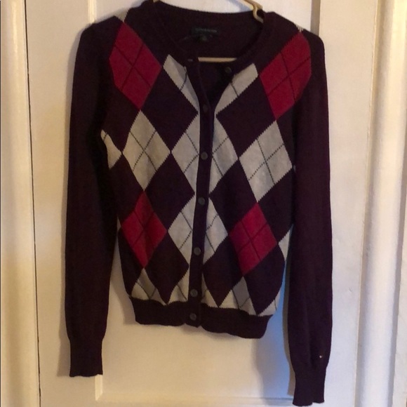 TOMMY HILFIGER WOMENS ARGYLE SIZE S/P SWEATER - Picture 1 of 4